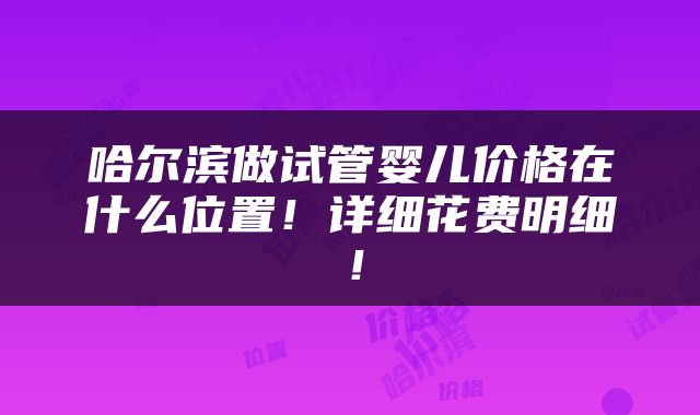 哈尔滨做试管婴儿价格在什么位置！详细花费明细！