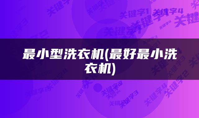 最小型洗衣机(最好最小洗衣机)