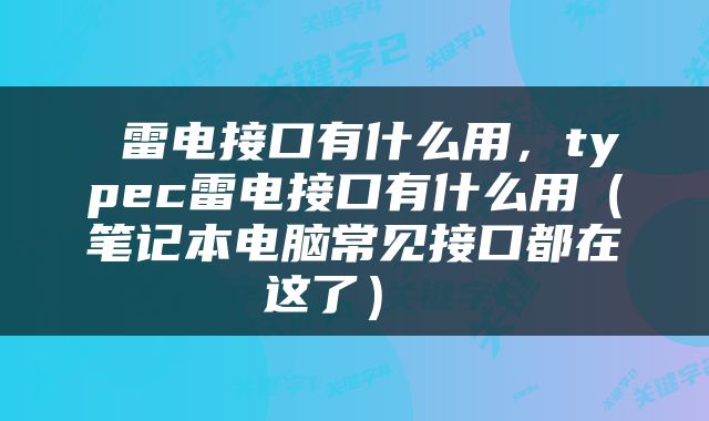  雷电接口有什么用，typec雷电接口有什么用（笔记本电脑常见接口都在这了） 