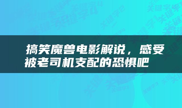  搞笑魔兽电影解说，感受被老司机支配的恐惧吧 