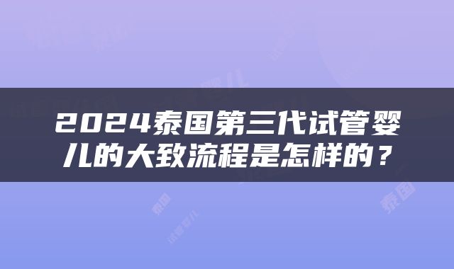 2024泰国第三代试管婴儿的大致流程是怎样的？