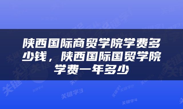 陕西国际商贸学院学费多少钱,陕西国际国贸学院学费一年多少
