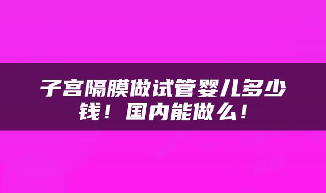 子宫隔膜做试管婴儿多少钱！国内能做么！