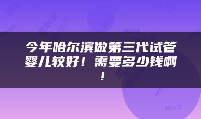 今年哈尔滨做第三代试管婴儿较好！需要多少钱啊！