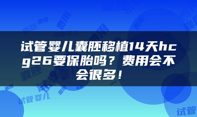 试管婴儿囊胚移植14天hcg26要保胎吗？费用会不会很多！