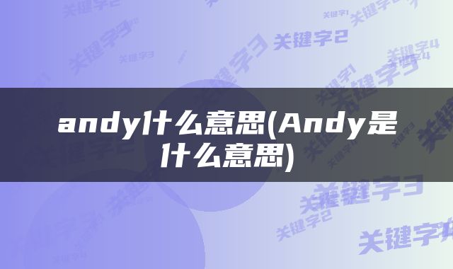 andy什么意思(Andy是什么意思)