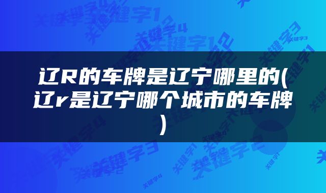 辽R的车牌是辽宁哪里的(辽r是辽宁哪个城市的车牌)