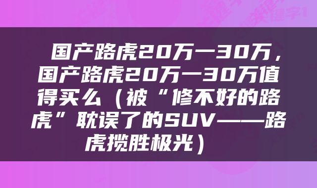 国产路虎20万一30万,国产路虎20万一30万值得买么(被“修不好的路虎”耽误了的SUV——路虎揽胜极光)