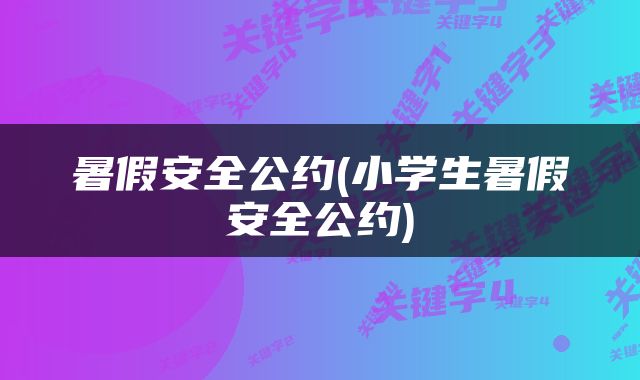 暑假安全公约(小学生暑假安全公约)