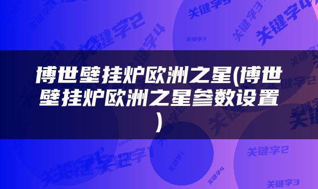 博世壁挂炉欧洲之星(博世壁挂炉欧洲之星参数设置)