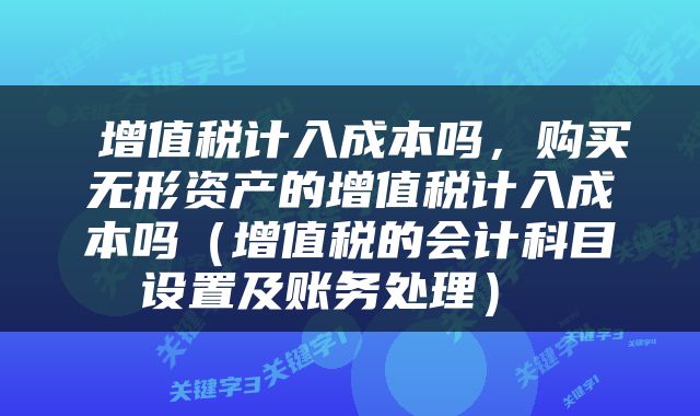  增值税计入成本吗，购买无形资产的增值税计入成本吗（增值税的会计科目设置及账务处理） 