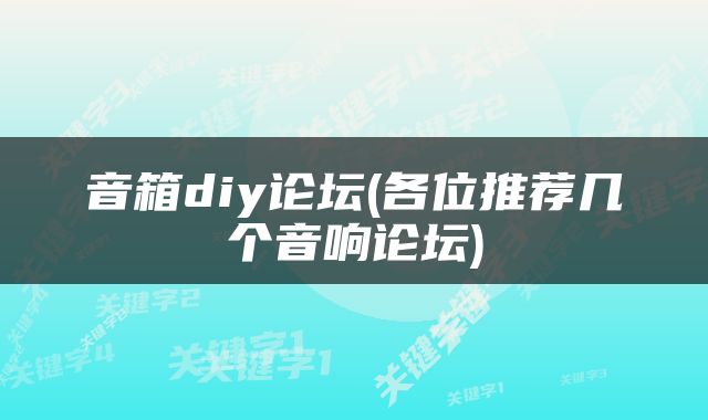 音箱diy论坛(各位推荐几个音响论坛)