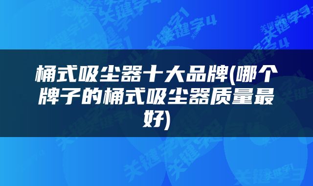 桶式吸尘器十大品牌(哪个牌子的桶式吸尘器质量最好)