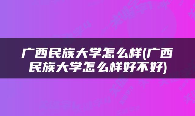 广西民族大学怎么样(广西民族大学怎么样好不好)