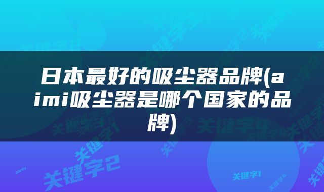 日本最好的吸尘器品牌(aimi吸尘器是哪个国家的品牌)