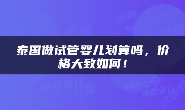 泰国做试管婴儿划算吗，价格大致如何！