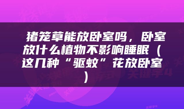  猪笼草能放卧室吗，卧室放什么植物不影响睡眠（这几种“驱蚊”花放卧室） 