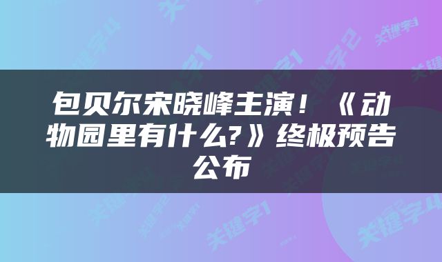 包贝尔宋晓峰主演！《动物园里有什么?》终极预告公布