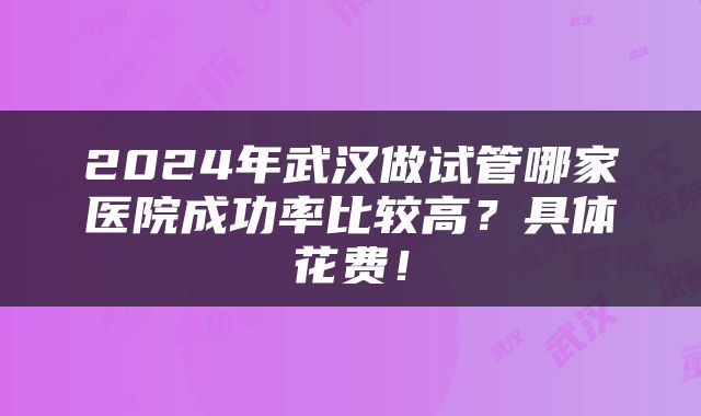 2024年武汉做试管哪家医院成功率比较高？具体花费！