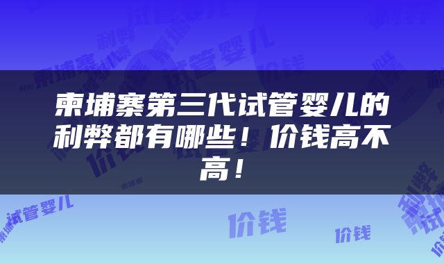 柬埔寨第三代试管婴儿的利弊都有哪些！价钱高不高！