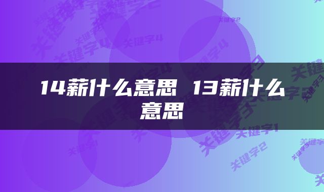14薪什么意思 13薪什么意思
