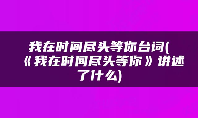 我在时间尽头等你台词(《我在时间尽头等你》讲述了什么)