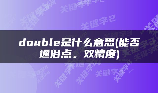 double是什么意思(能否通俗点。双精度)