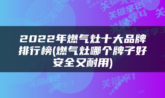 2022年燃气灶十大品牌排行榜(燃气灶哪个牌子好安全又耐用)