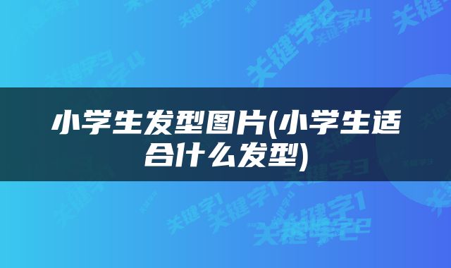 小学生发型图片(小学生适合什么发型)
