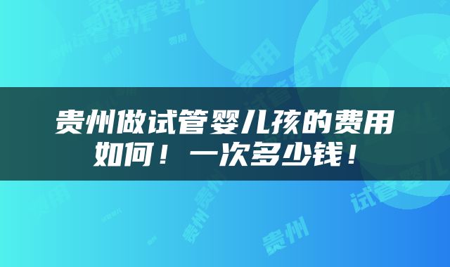 贵州做试管婴儿孩的费用如何！一次多少钱！