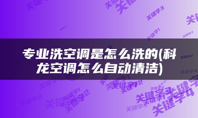 专业洗空调是怎么洗的(科龙空调怎么自动清洁)