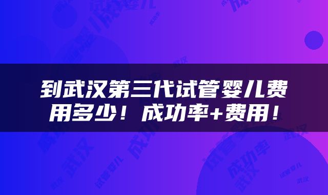 到武汉第三代试管婴儿费用多少！成功率+费用！