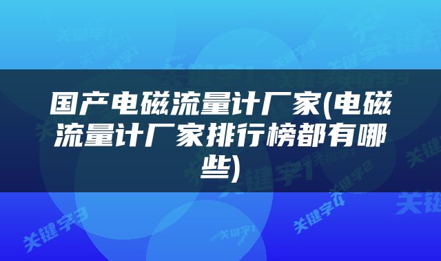 国产电磁流量计厂家(电磁流量计厂家排行榜都有哪些)