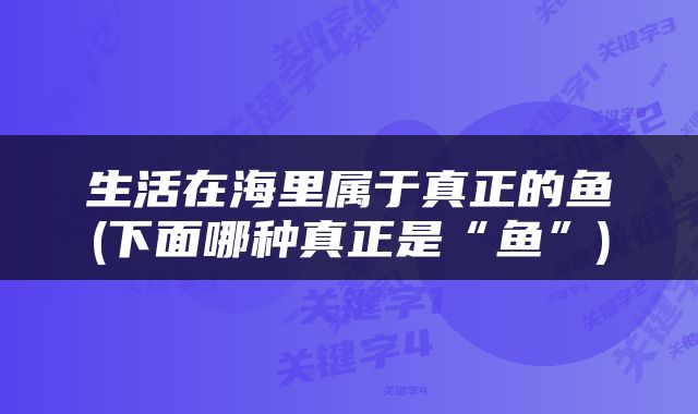 生活在海里属于真正的鱼(下面哪种真正是“鱼”)