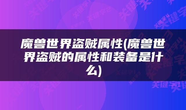魔兽世界盗贼属性(魔兽世界盗贼的属性和装备是什么)