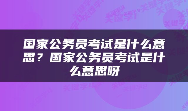 国家公务员考试是什么意思？国家公务员考试是什么意思呀