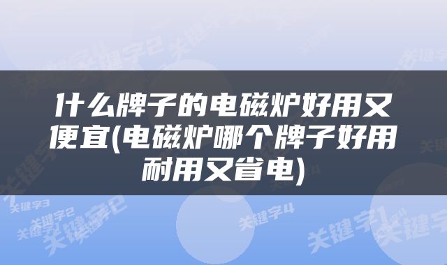 什么牌子的电磁炉好用又便宜(电磁炉哪个牌子好用耐用又省电)