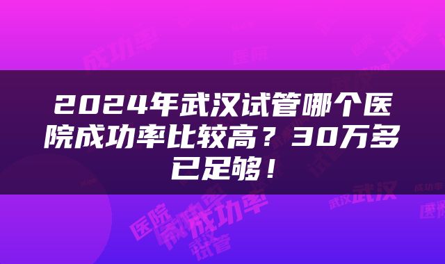 2024年武汉试管哪个医院成功率比较高？30万多已足够！
