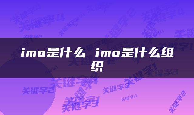imo是什么 imo是什么组织