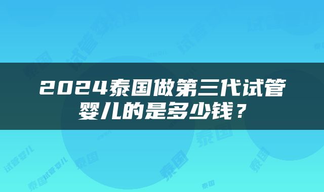 2024泰国做第三代试管婴儿的是多少钱？