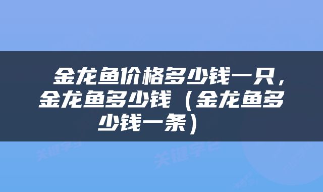  金龙鱼价格多少钱一只，金龙鱼多少钱（金龙鱼多少钱一条） 