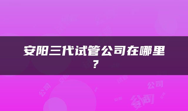 安阳三代试管公司在哪里？