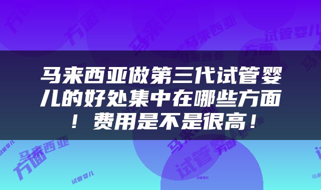 马来西亚做第三代试管婴儿的好处集中在哪些方面！费用是不是很高！