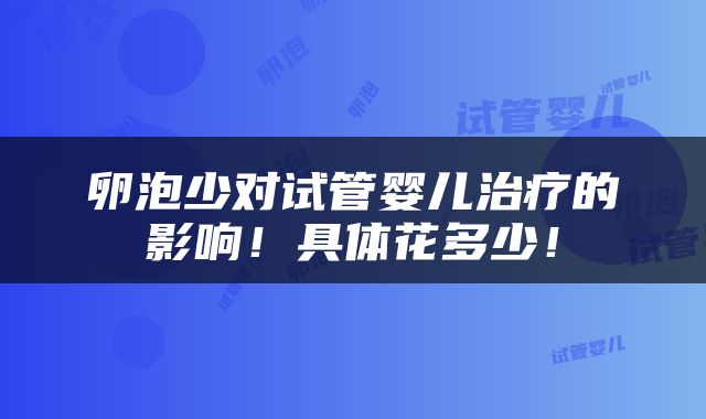 卵泡少对试管婴儿治疗的影响！具体花多少！