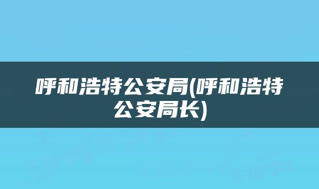 呼和浩特公安局(呼和浩特公安局长)