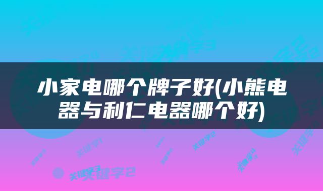 小家电哪个牌子好(小熊电器与利仁电器哪个好)