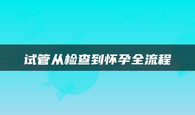试管从检查到怀孕全流程