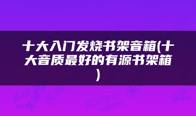 十大入门发烧书架音箱(十大音质最好的有源书架箱)