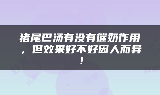 猪尾巴汤有没有催奶作用，但效果好不好因人而异！