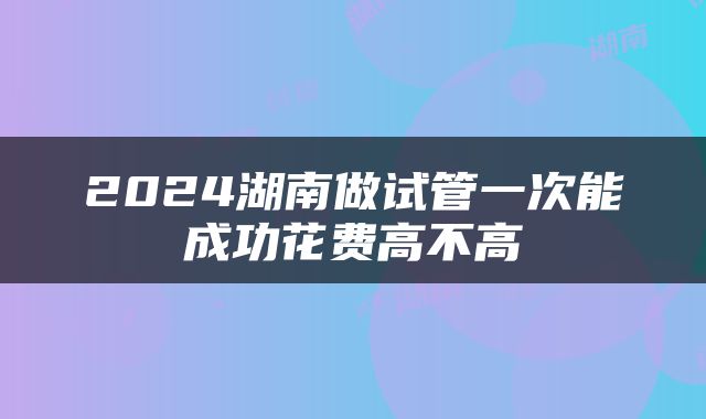 2024湖南做试管一次能成功花费高不高